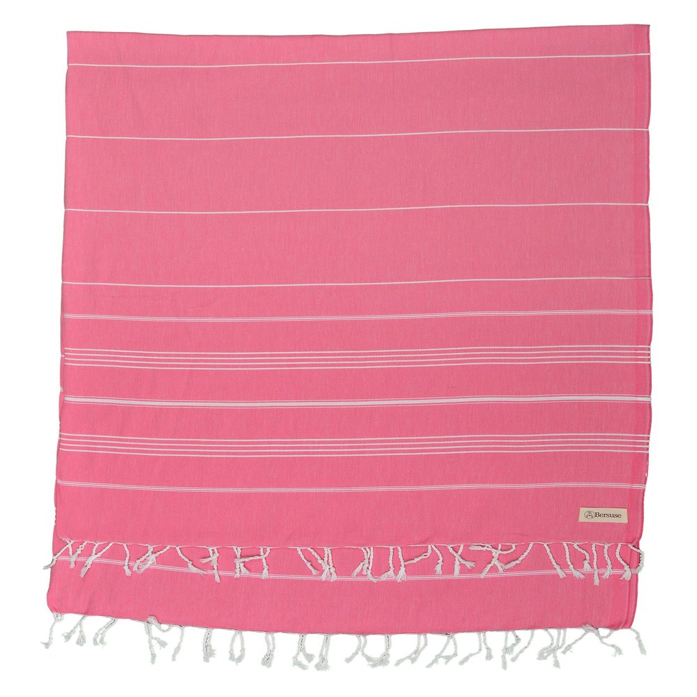 Bersuse Towels Anatolia XL Beach Blanket Throw Blanket Turkish Towel 100% Cotton Extra-Large Quick-Dry Lightweight Premium Peshtemal Towel - 61x82 Inches, Pink (Set of 3)