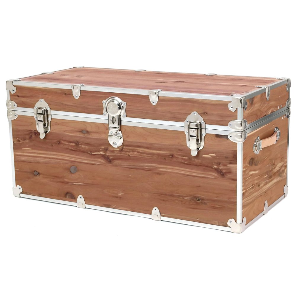 Rhino Trunk & Case Knotty Cedar Chest  Large Storage Box, Coffee Table, End of Bed Trunk or Entryway Storage Bench  32"x18"x14" USA-Made, Furniture Grade, Heirloom Aesthetic  Strong and Secure