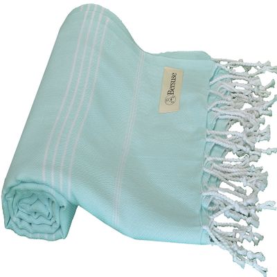 Bersuse Beach Towels Peshtemal Turkish Towels Anatolia Collection Premium Turkish Beach Towel, 100% Cotton, Large, Quick-Dry, Sand-Free, Lightweight - 37x70 Inches, Aqua Marine (Set of 6)