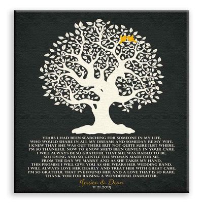 11x14 Mounted Canvas Art Print - Personalized Thank You Gift for Parents Mother of Bride Years I Had Been Searching Family Wedding Poem Tree Gift - With Gift Wrapping LTC-C1125