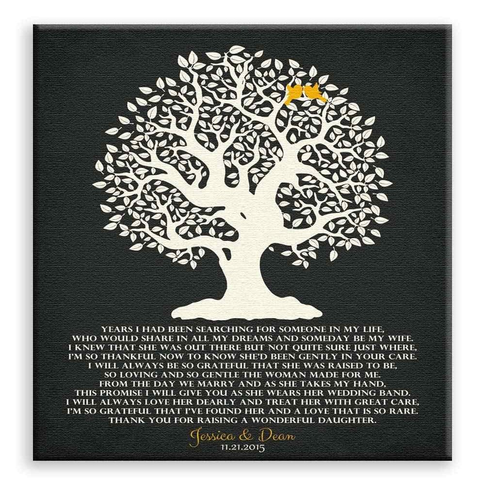 11x14 Mounted Canvas Art Print - Personalized Thank You Gift for Parents Mother of Bride Years I Had Been Searching Family Wedding Poem Tree Gift - With Gift Wrapping LTC-C1125