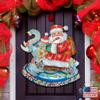Designocracy Santa on Elephant Wooden Dcor, Door Handger view 1