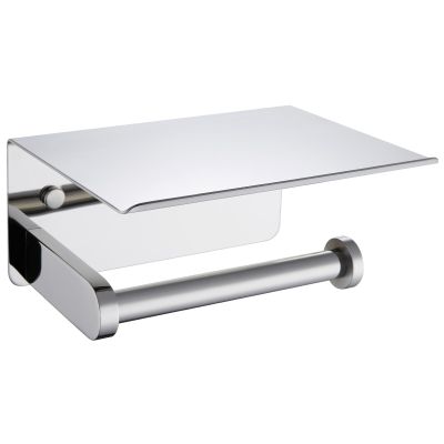 APLusee Polished Chrome Toilet Paper Holder with Phone Shelf, Wall Mounted