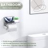 APLusee Polished Chrome Toilet Paper Holder with Phone Shelf, Wall Mounted view 3