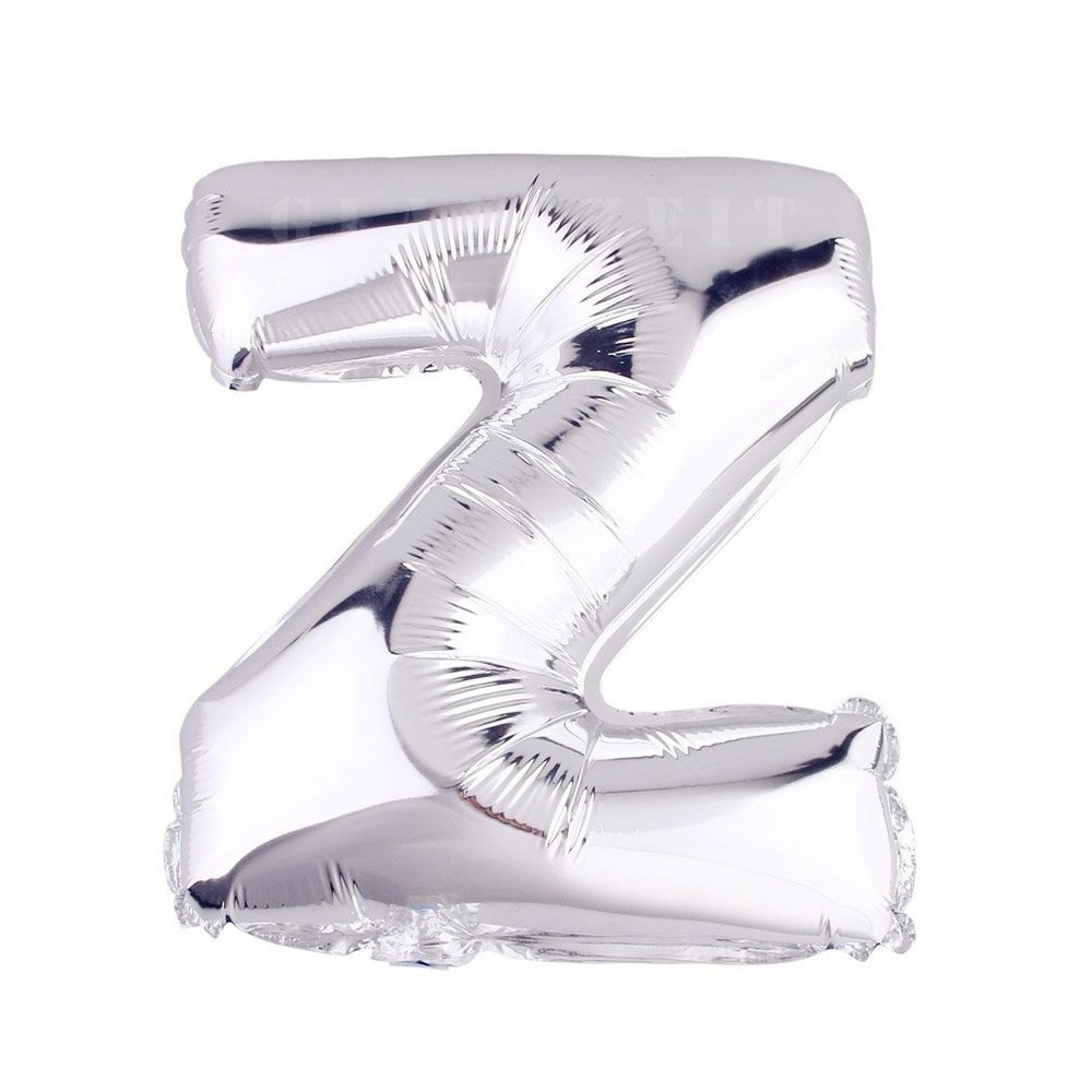 Glanzzeit 32 Inch Silver Foil Balloons Letters A to Z Numbers 0 to 9 Wedding Holiday Birthday Party Decoration (Letter Z)