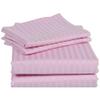 LaxLinen 100% Egyptian Cotton 4 PCs Bed Sheet Set (+24 Inch) Extra Deep Pocket Queen Sofa, Pink Stripe 600 Thread Count view 2