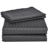 LaxLinen 100% Egyptian Cotton 4 PCs Bed Sheet Set (+24 Inch) Extra Deep Pocket Full Extra Long,Elephant Grey Stripe 600 Thread Count view 2