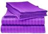 LaxLinen 100% Egyptian Cotton 4 PCs Bed Sheet Set (+24 Inch) Extra Deep Pocket King/Standard, Purple Stripe 600 Thread Count view 1