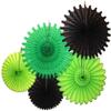 5-Piece Tissue Paper Fans, Black Green Party view 1