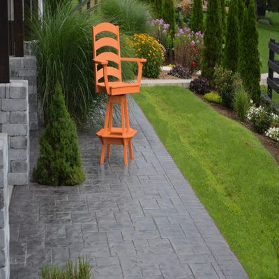 A & L Furniture Ladder Back Swivel Bar Chair with Arms, Orange