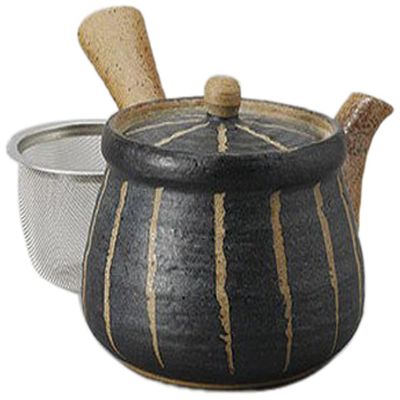Set of 10 Teapot, Carved Tokusa (Black), Small Teapot (with U-Basket), 11.8 fl oz (350 cc), Restaurant, Innn, Japanese Tableware, Restaurant, Commercial Use, Tableware, Tableware, Tableware, Tableware
