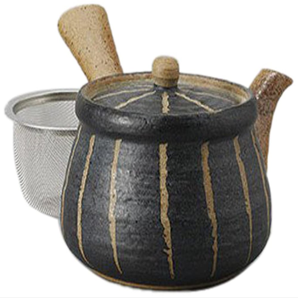 Set of 10 Teapot, Carved Tokusa (Black), Small Teapot (with U-Basket), 11.8 fl oz (350 cc), Restaurant, Innn, Japanese Tableware, Restaurant, Commercial Use, Tableware, Tableware, Tableware, Tableware