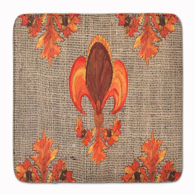 Caroline's Treasures 8744RUG Thanksgiving Turkey Fleur de lis Machine Washable Memory Foam Mat, Bathroom Rug, Non-Slip Bath Mat, Durable Thick Washable Rugs for Kitchen, Bathroom Quick Dry, Decorative
