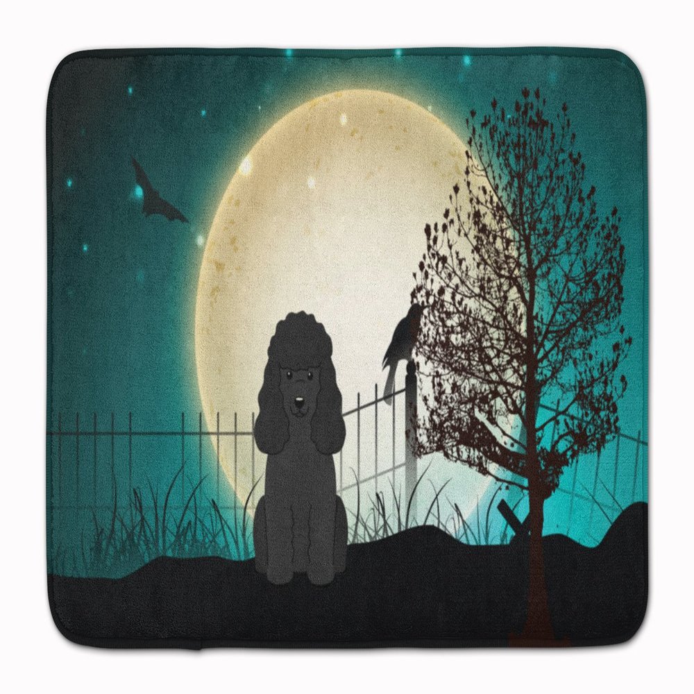 Caroline's Treasures BB2261RUG Halloween Scary Poodle Black Machine Washable Memory Foam Mat, Bathroom Rug, Non-Slip Bath Mat, Durable Thick Washable Rugs for Kitchen, Bathroom Quick Dry, Decorative A