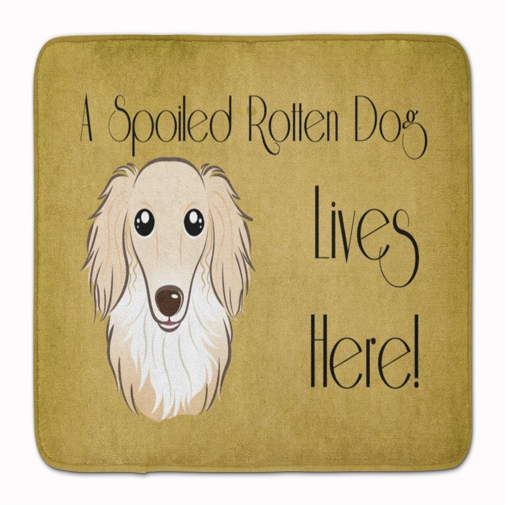 Caroline's Treasures BB1460RUG Longhair Creme Dachshund Spoiled Dog Lives Here Machine Washable Memory Foam Mat, Bathroom Rug, Non-Slip Bath Mat, Durable Thick Washable Rugs for Kitchen, Bathroom Quic
