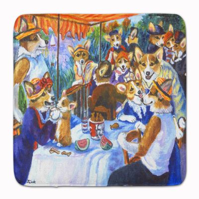 Caroline's Treasures 7321RUG Corgi Boating Party Machine Washable Memory Foam Mat, Bathroom Rug, Non-Slip Bath Mat, Durable Thick Washable Rugs for Kitchen, Bathroom Quick Dry, Decorative Artwork,