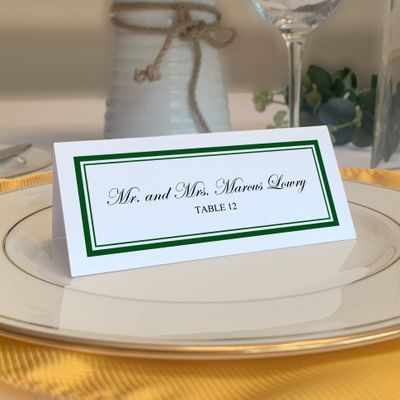 Double Line Border Printable Place Cards, Hunter Green, Set of 60 (10 Sheets), Laser & Inkjet Compatible - Wedding, Party, Dinner, and Special Events - Made in the USA