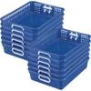 Really Good Stuff Plastic Desktop Paper Storage Baskets for Classroom or Home Use  14x10 Plastic Mesh Baskets Keep Papers Crease-Free and Secure  Blue Baskets With White Handles (Set of 12) view 1