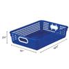Really Good Stuff Plastic Desktop Paper Storage Baskets for Classroom or Home Use  14x10 Plastic Mesh Baskets Keep Papers Crease-Free and Secure  Blue Baskets With White Handles (Set of 12) view 3