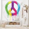 Ambesonne Groovy Tapestry, Digital Peace Dripping Paint Liquid Colors Pacifism Themed Old Movements, Wide Wall Hanging for Bedroom Living Room Dorm, 80" X 60", Purple Multicolor view 1