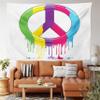 Ambesonne Groovy Tapestry, Digital Peace Dripping Paint Liquid Colors Pacifism Themed Old Movements, Wide Wall Hanging for Bedroom Living Room Dorm, 80" X 60", Purple Multicolor view 2
