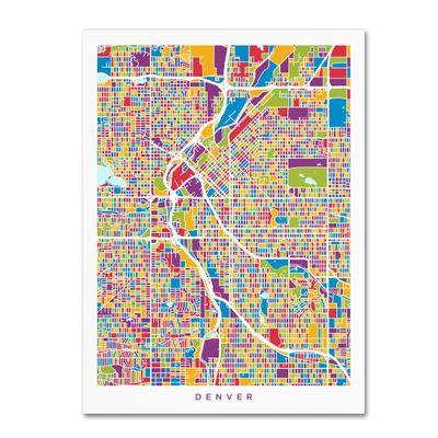 Trademark Fine Art Denver Colorado Street Map 2 by Michael Tompsett, 18x24-Inch