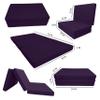 D&D Futon Furniture Portable Trifold Mattress, Foldable Foam Mattresses Small Space Saving Guest, Floor Fold Out Bed Ottoman, 4 inch Folding Cushion Pad Camping RV (Twin Size 4x39x75, Purple) view 2