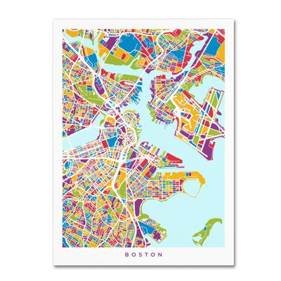 Trademark Fine Art Boston MA Street Map 2 by Michael Tompsett, 18x24-Inch