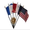 AES USA Millitary 5 Branch 6 Flags 4"x6" Desk Set Wooden Base w/ 3x5 USA Poly Flag view 1