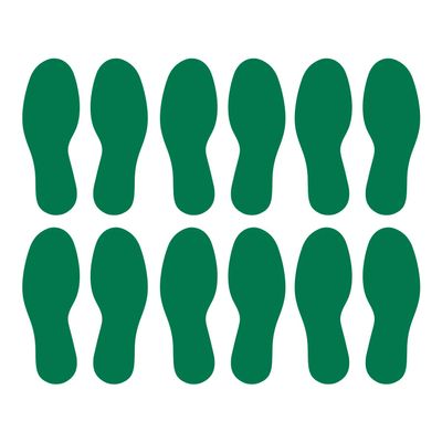 LiteMark Floor Vinyl Decals Footprint Stickers line up Stickers for Classroom Floor, Offices, Dance, Events Durable Gloss Finish Spot Markers, Green, 9 Inch, Pack of 12 Pcs (6 Pairs)