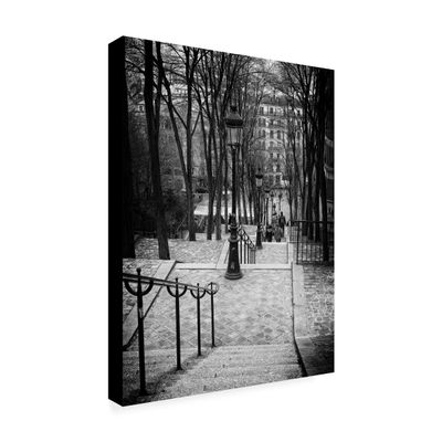 Wrapped Canvas Wall Art - Philippe Hugonnard 'Staircase Montmartre Paris' Wall Art for Living Room, Bedroom, or Office Dcor - 18x24