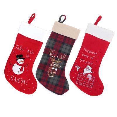 BambooMN 18" Classic Embroidered Sequined Animal Christmas Stocking - Assortment 94-3 Units