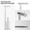Torre & Tagus 29" Chrome Free Standing Toilet Paper Holder Stand with Storage for 3 Extra Rolls, Polished Chrome Toilet Paper Holder Free Standing Pedestal with Heavy Base, Corrosion Resistant Steel view 3