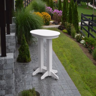 A & L Furniture Oval bar Table with 2" Umbrella Hole, White