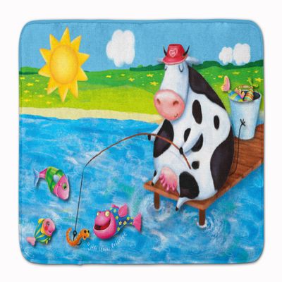 Caroline's Treasures APH0085RUG Cow Fishing off of a Pier Machine Washable Memory Foam Mat, Bathroom Rug, Non-Slip Bath Mat, Durable Thick Washable Rugs for Kitchen, Bathroom Quick Dry, Decorative Art