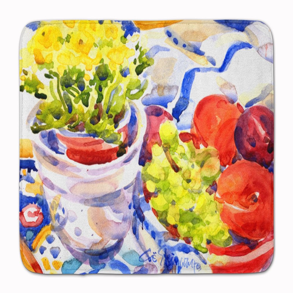 Caroline's Treasures 6037RUG Apples, Plums and Grapes with Flowers Machine Washable Memory Foam Mat, Bathroom Rug, Non-Slip Bath Mat, Durable Thick Washable Rugs for Kitchen, Bathroom Quick Dry, Decor