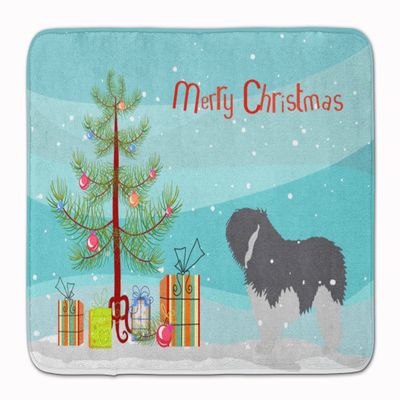 Caroline's Treasures BB2950RUG Polish Lowland Sheepdog Dog Merry Christmas Tree Machine Washable Memory Foam Mat, Bathroom Rug, Non-Slip Bath Mat, Durable Thick Washable Rugs for Kitchen, Bathroom Qui