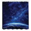 Ambesonne Space Shower Curtain, Earth at Night from Deep Atmosphere Vibrant Milky Way Starfield Ecliptic Scene Print, Cloth Fabric Bathroom Decor Set with Hooks, 69" W x 75" L, Dark Blue view 2