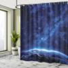 Ambesonne Space Shower Curtain, Earth at Night from Deep Atmosphere Vibrant Milky Way Starfield Ecliptic Scene Print, Cloth Fabric Bathroom Decor Set with Hooks, 69" W x 75" L, Dark Blue view 4