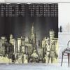 Ambesonne New York Shower Curtain, Grunge Sketch Style Retro NYC Sky with Classic Building City Print Creamy Details, Cloth Fabric Bathroom Decor Set with Hooks, 69" W x 70" L, Yellow Grey view 1