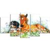 Design Art PT13454-60-32-5PD Relaxing Brown Cute HorseExtra Large Animal Artwork, 60x32-5 Panels Diamond Shape view 1