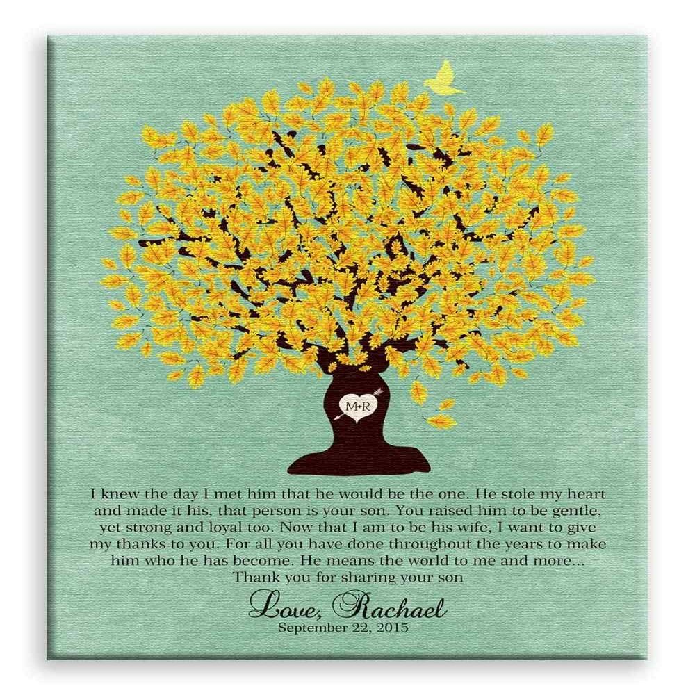 11x14 Mounted Canvas Art Print - Thank You Gift for Parents Personalized Gift for Mother of Groom or Bride Family Wedding Poem Tree Gift - With Gift Wrapping LTC-C1104