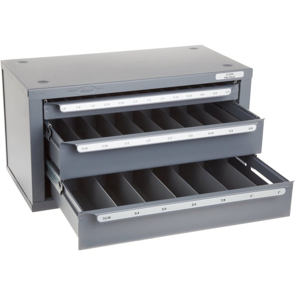 HUOT #13350 1/8" to 1/2" END Mill Dispenser Organizer Cabinet