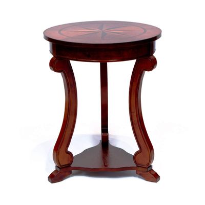 All Things Cedar Classic Accents HF027 Round Pub Table | Cherry Wood Console Table | Birch Veneer, Solid Wood Legs, Interior Drawer | Elegant Wooden Entry | 19x19x23