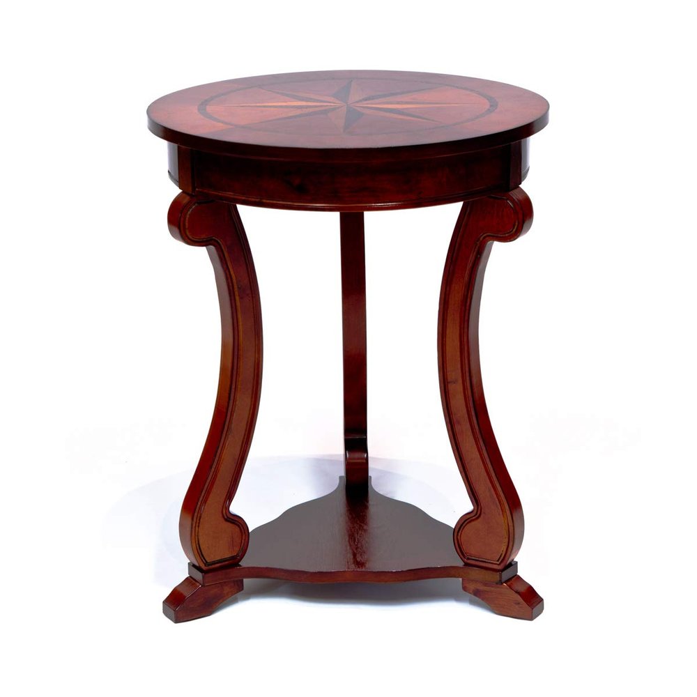 All Things Cedar Classic Accents HF027 Round Pub Table | Cherry Wood Console Table | Birch Veneer, Solid Wood Legs, Interior Drawer | Elegant Wooden Entry | 19x19x23