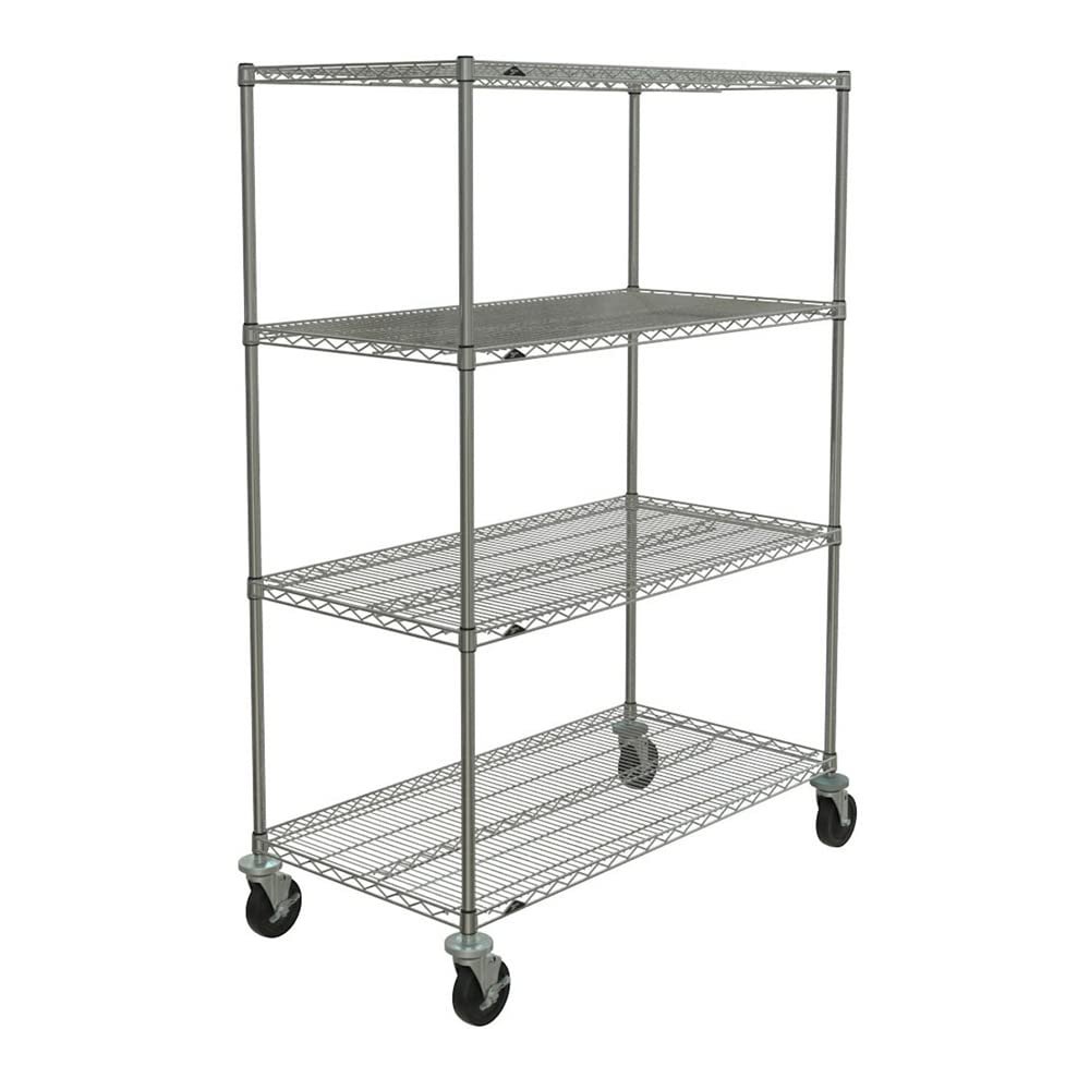 Intermetro Industries N366BBR Super Erecta Wire Shelving Cart, 4-Shelf, 69" Height, 60" Wide, 18" Length, Borosilicate Glass