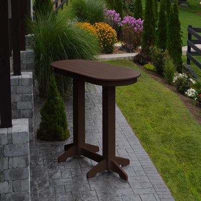 A & L Furniture Oval bar Table with 2" Umbrella Hole, Tudor Brown