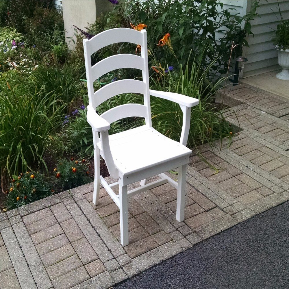 A & L Furniture Ladder Back Dining Chair with Arms, Lemon Yellow