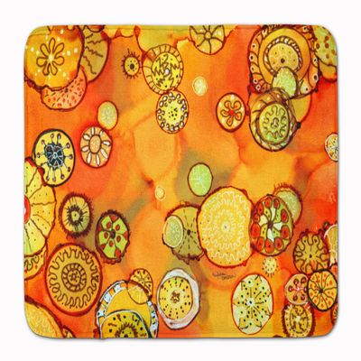 Caroline's Treasures 8987RUG Abstract Flowers in Oranges and Yellows Machine Washable Memory Foam Mat, Bathroom Rug, Non-Slip Bath Mat, Durable Thick Washable Rugs for Kitchen, Bathroom Quick Dry, Dec