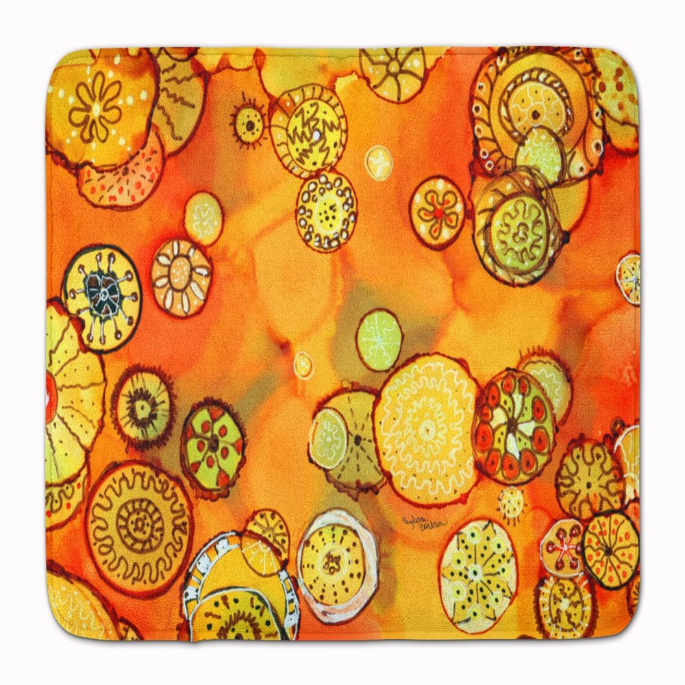 Caroline's Treasures 8987RUG Abstract Flowers in Oranges and Yellows Machine Washable Memory Foam Mat, Bathroom Rug, Non-Slip Bath Mat, Durable Thick Washable Rugs for Kitchen, Bathroom Quick Dry, Dec